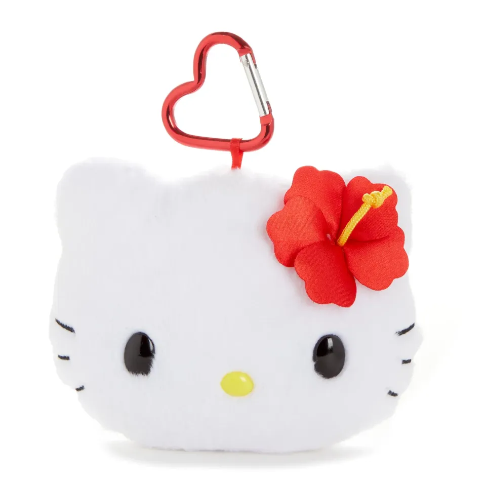 Hello Kitty Island Hibiscus Series White Plush Mini Face Pouch