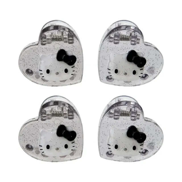 Hello Kitty mini hårspenner 4 stk sølv med glitter