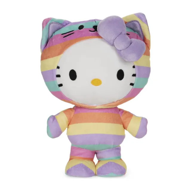 Hello Kitty x GUND 10" Rainbow Onesie-bamse, pastellregnbue