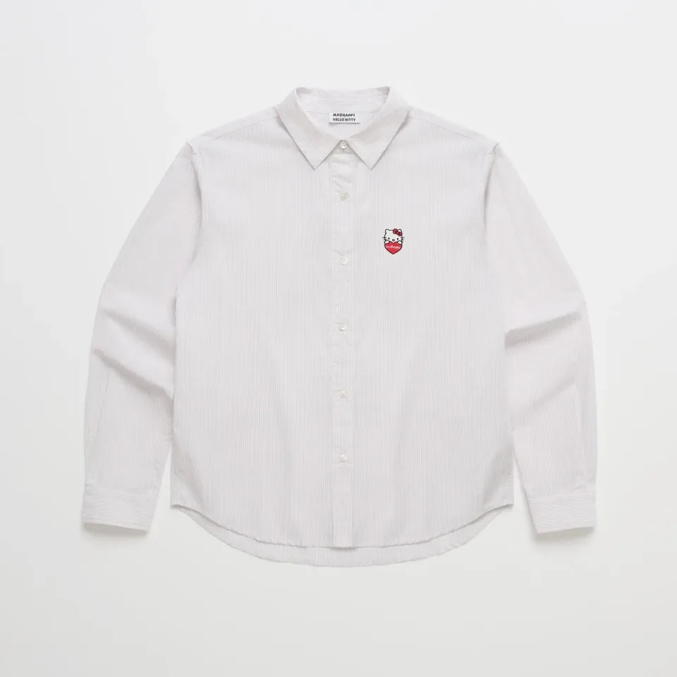 Hello Kitty x Madhappy Long Sleeve Button Down Shirt skjorte hvitstripet