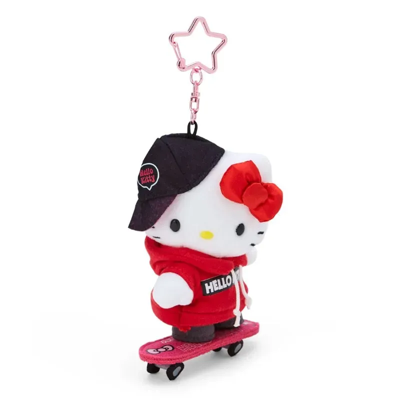Hello Kitty Sk8r Squad plush maskot nøkkelring med skateboard