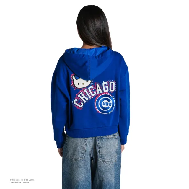 Hello Kitty x The Wild Collective Chicago Cubs zip-hettegenser blå XS–2XL fleece