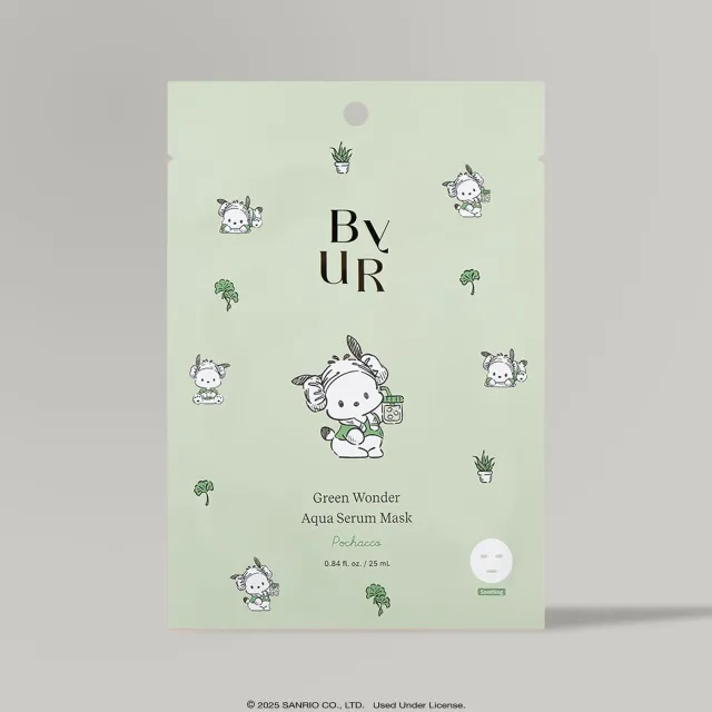Hello Kitty Pochacco x ByUR Green Wonder Aqua Serum Mask 1 stk vegansk