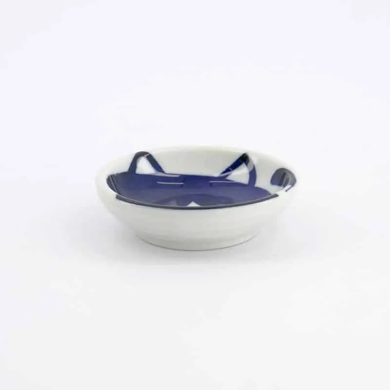 Neo Tokyo Japanese Porcelain Sauce Plate Smiling Cat Face 7,5 cm skål