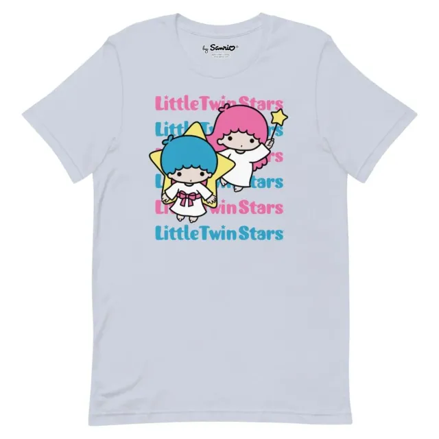 Hello Kitty LittleTwinStars Watashi Wa T-skjorte lyseblå XS–2XL bomull