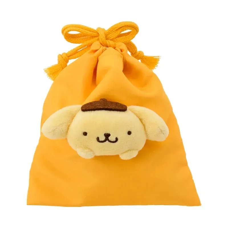 Hello Kitty Pompompurin Face Plush Drawstring reisepung plysj