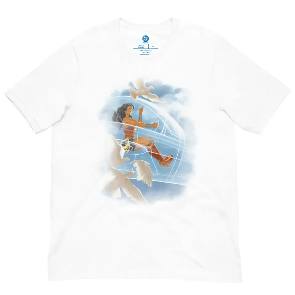 Batman Wonder Woman Invisible Jet t-skjorte hvit