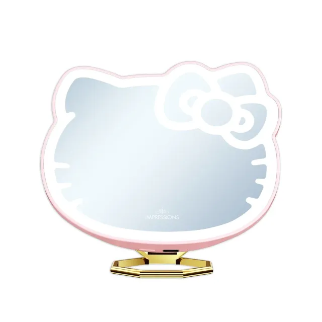 Hello Kitty x Impressions Vanity lommespeil med ringstativ rosa hvit LED