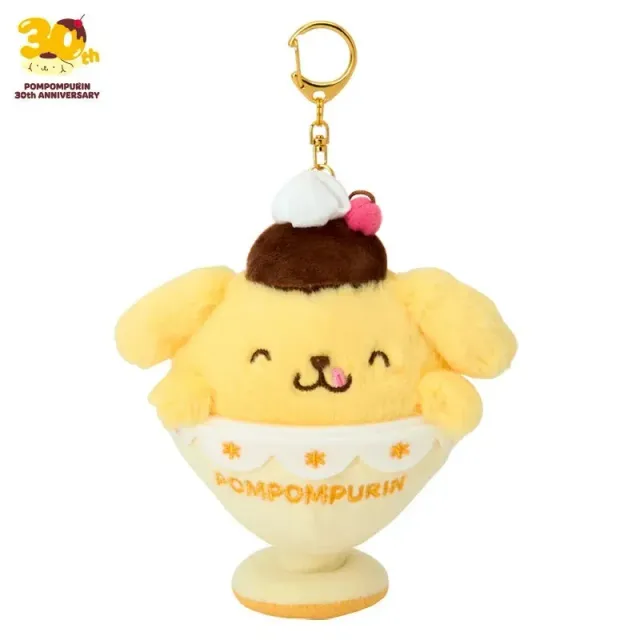 Hello Kitty 30th Anniversary Pompompurin Plush Mascot Keychain nøkkelring 15 cm