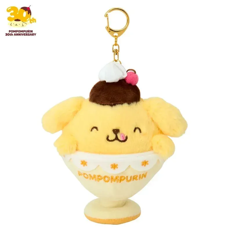 Hello Kitty 30th Anniversary Pompompurin Plush Mascot Keychain nøkkelring 15 cm