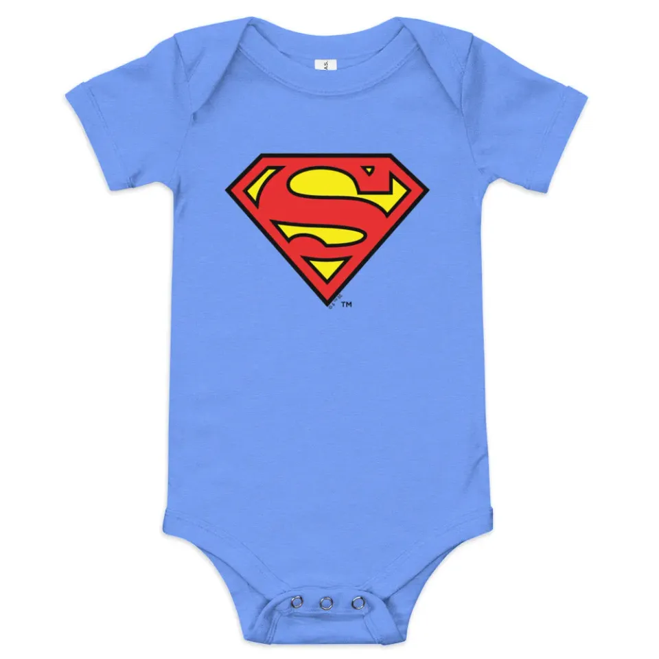 Batman SUPERMAN Logo babybody – Blue, 3–6 m