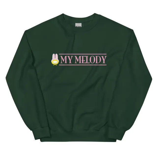 Hello Kitty My Melody Gingham Logo Classic Crewneck collegegenser svart