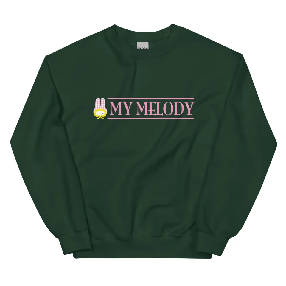 Hello Kitty My Melody Gingham Logo Classic Crewneck collegegenser svart
