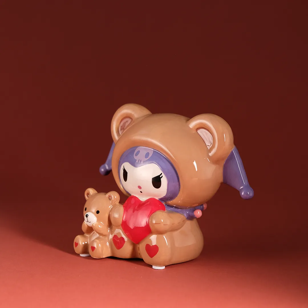 Hello Kitty Kuromi & Teddy Bear Love keramikkfigur håndmalt