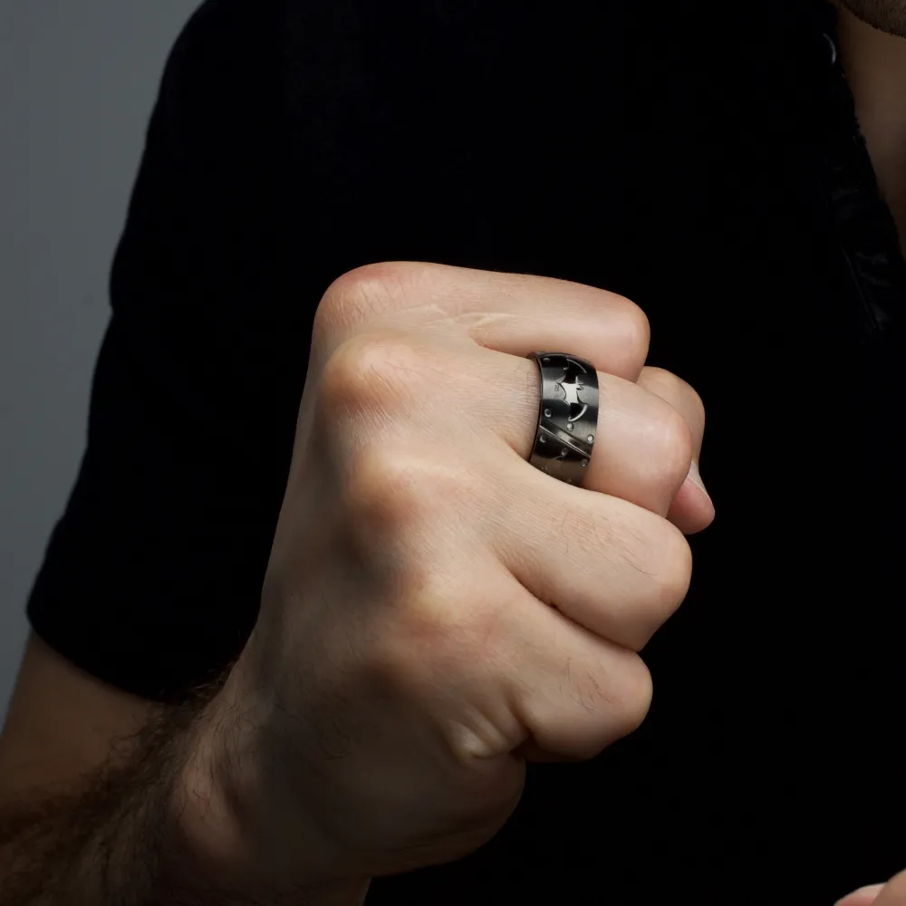 Batman Batarang-ring størrelse 9 svart stål