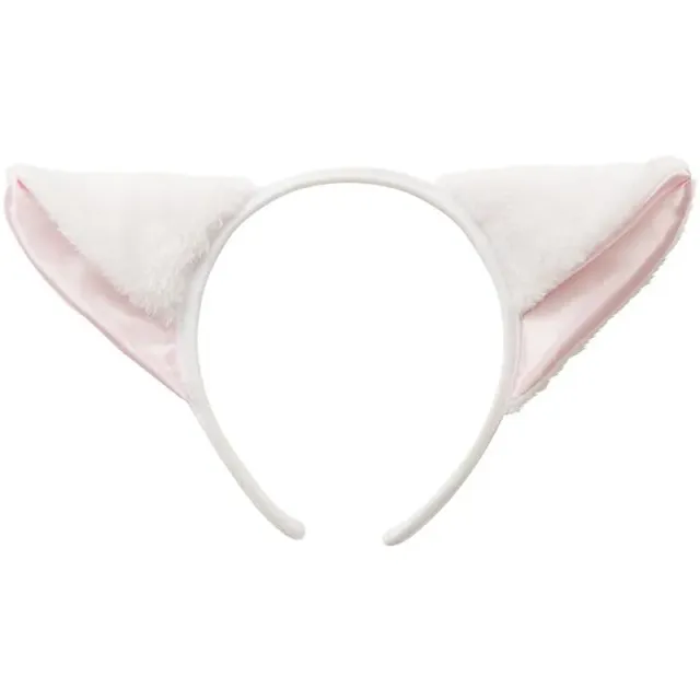 Kawaii Fashion White Cat Ear Headband hårbøyle klar stein