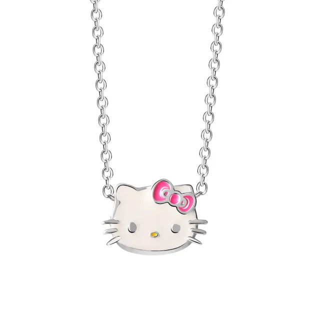 Hello Kitty Sterling Silver Enamel Necklace sølvkjede 16 tommer