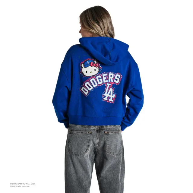 Hello Kitty x The Wild Collective Los Angeles Dodgers hettejakke med glidelås, blå