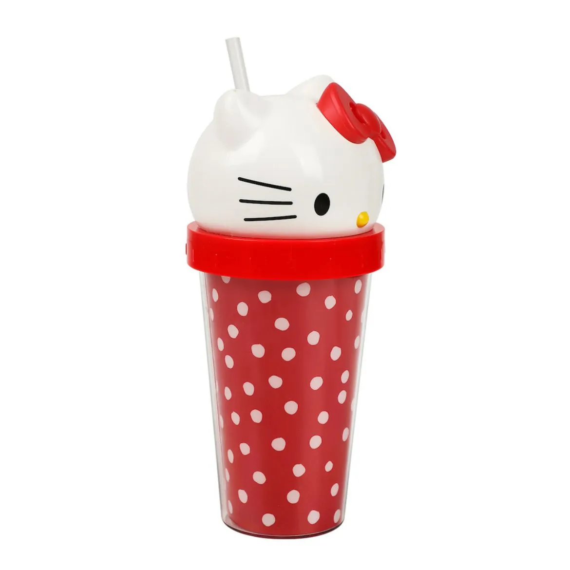 Hello Kitty 3D Face Travel Tumbler reisekopp Dots 16 oz dobbelvegg