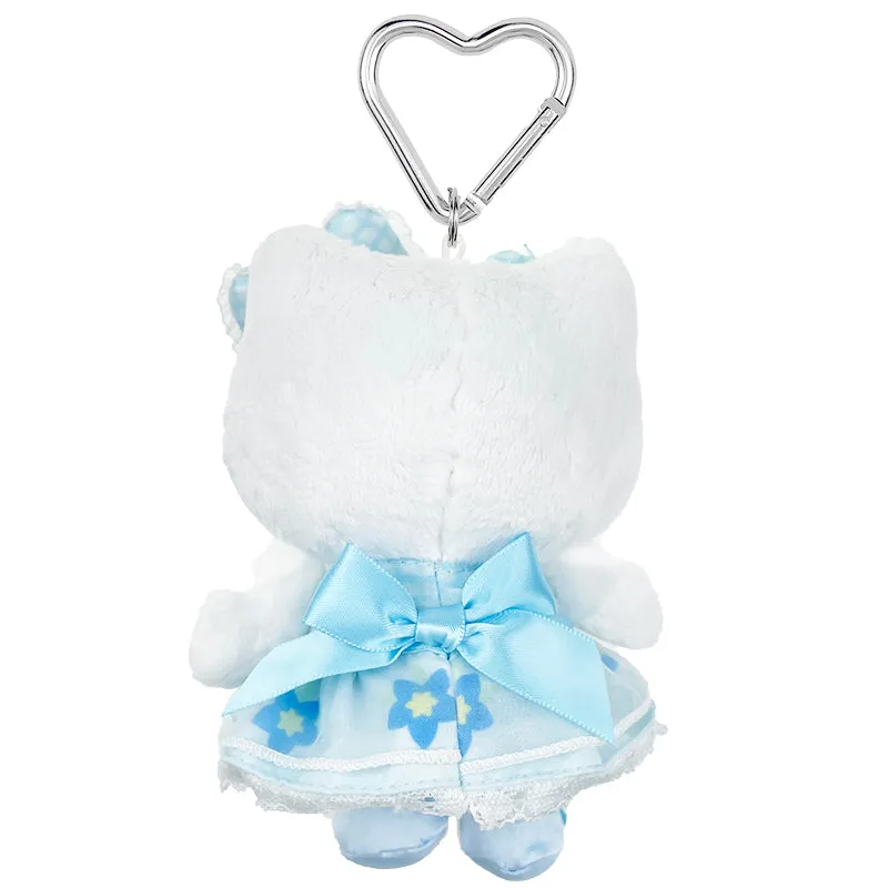 Hello Kitty 50th Anniversary Floral Series blå plysj nøkkelring