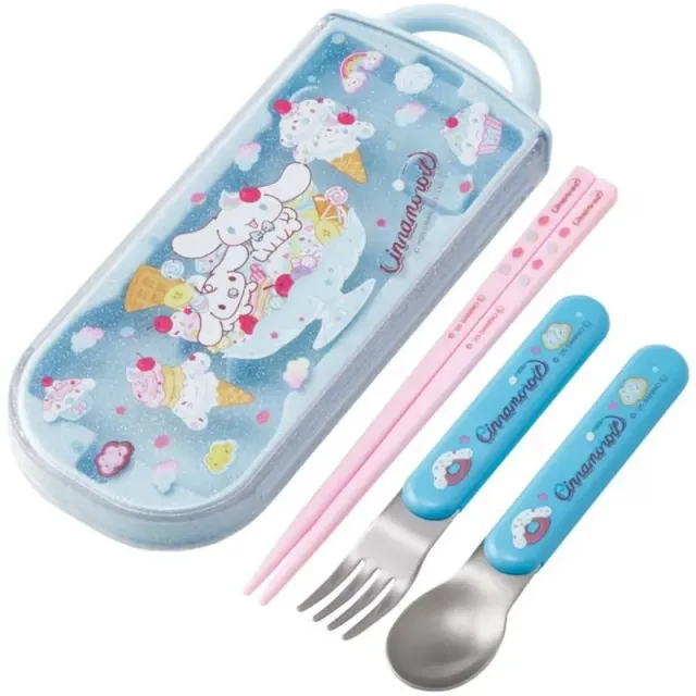 Neo Tokyo Sanrio Cinnamoroll Fancy Snacks bestikksett spisepinner gaffel skje etui