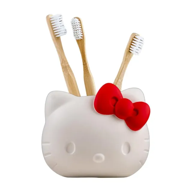 Hello Kitty Classic Cutie tannbørsteholder med rød sløyfe – polyresin
