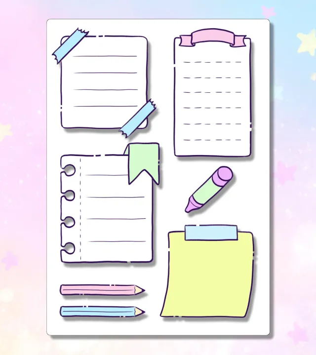 Kururu4ever Mini Memo Sticker Sheet klistremerkeark matte