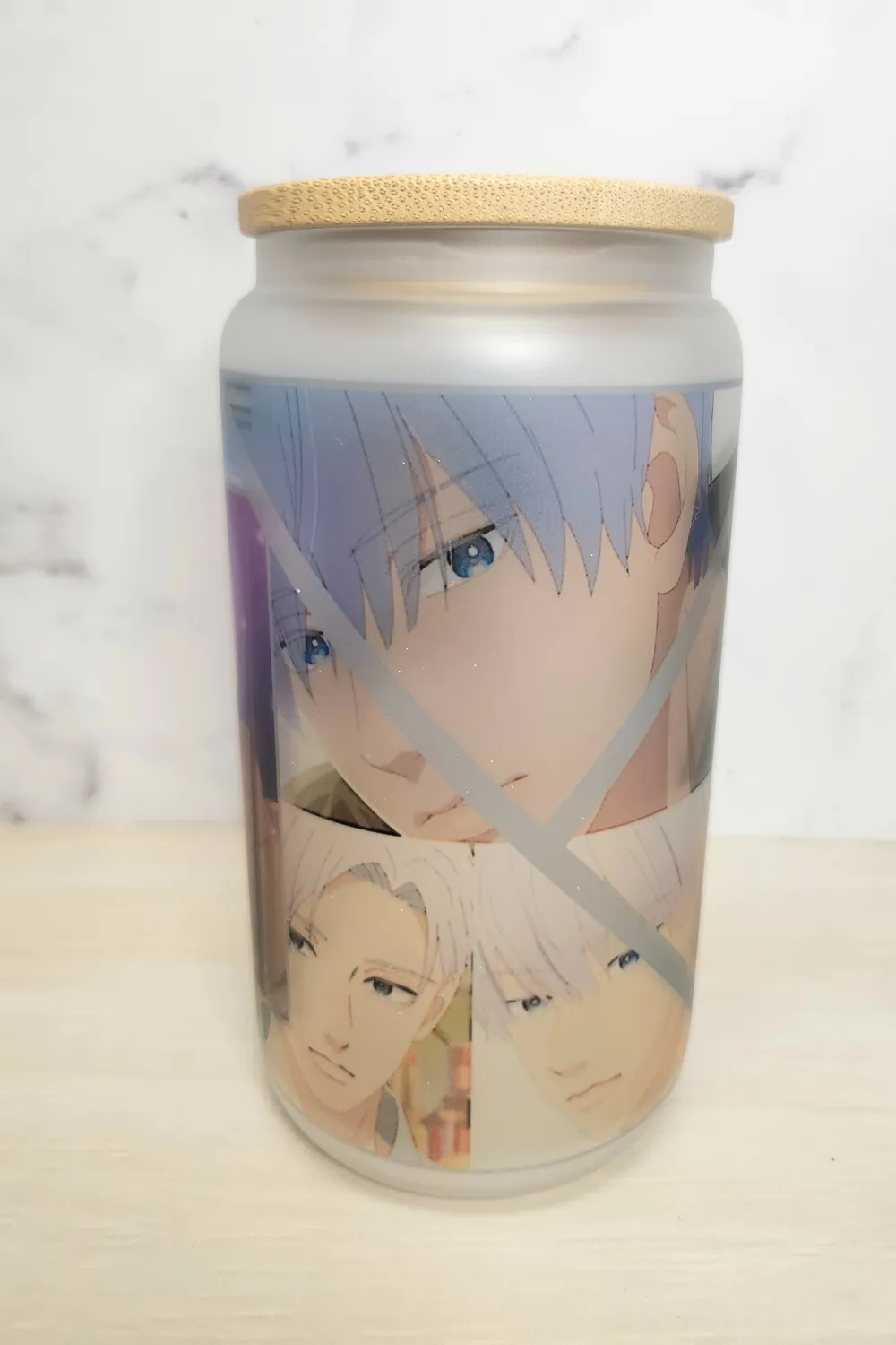 Anitaku Handsome Boyfriend 16oz glasskopp med bambuslokk