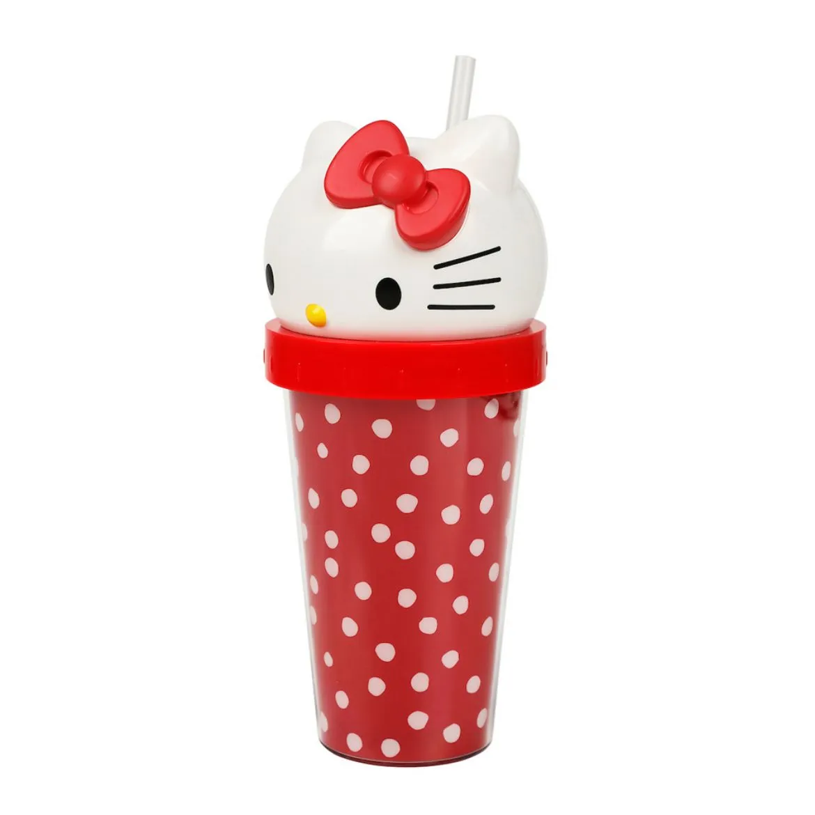Hello Kitty 3D Face Travel Tumbler reisekopp Dots 16 oz dobbelvegg