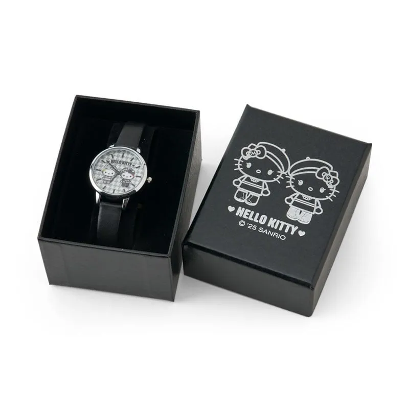 Hello Kitty Monochrome Birthday Twins armbåndsur svart-hvitt