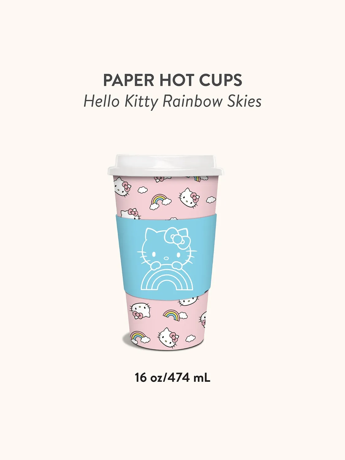 Hello Kitty x Studio Oh! Rainbow Skies pappkopper 8 stk 16 oz