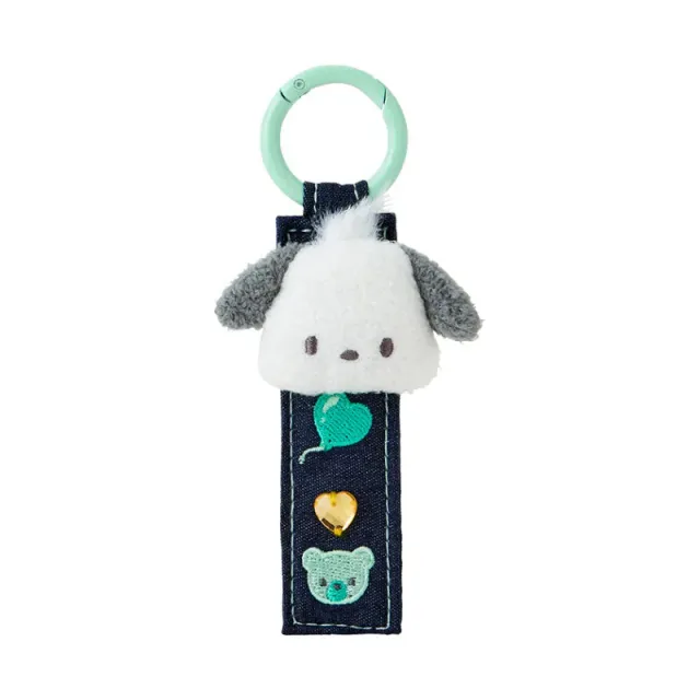 Hello Kitty Pochacco Logo Keychain (Denim Patch Series) nøkkelring ca. 4 tommer