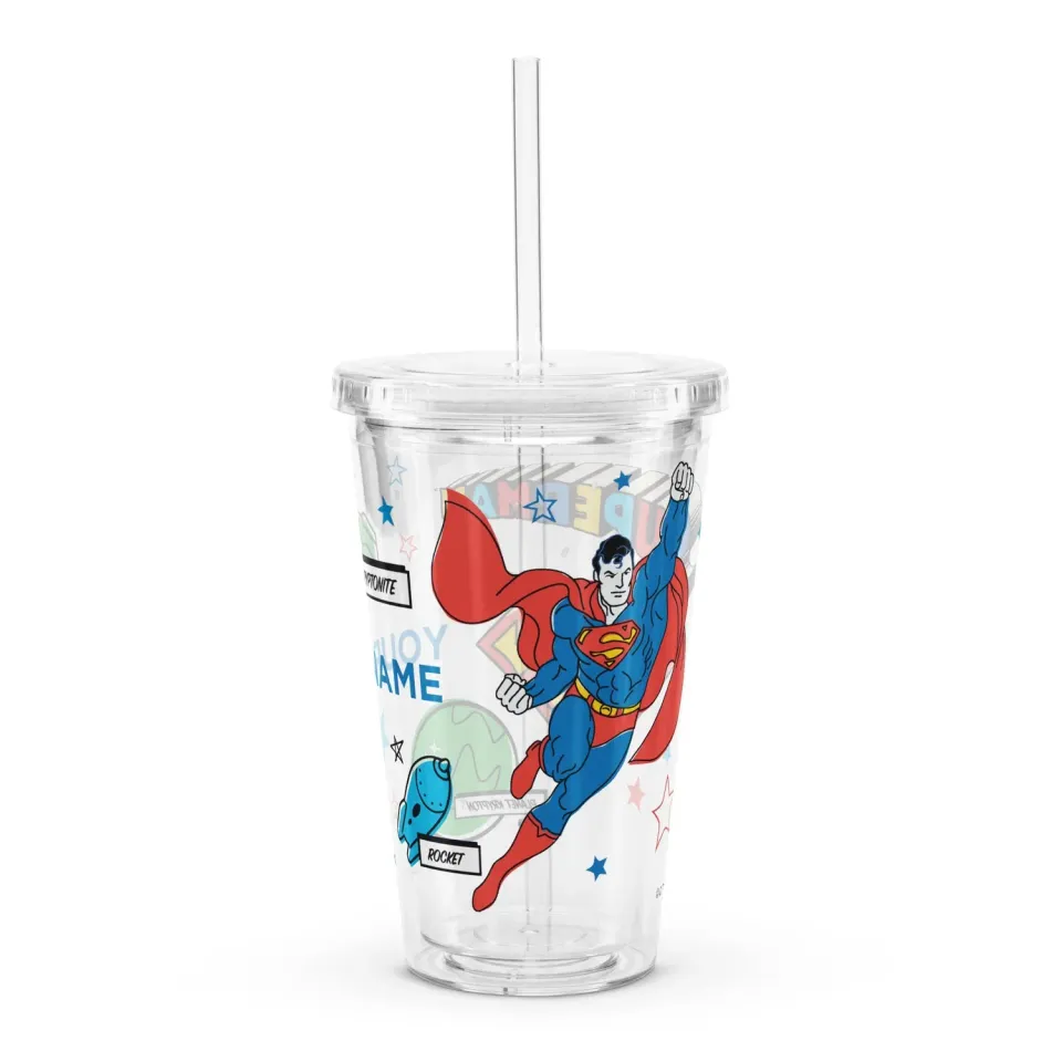 Batman Superman personlig plastkopp 590 ml dobbeltvegget