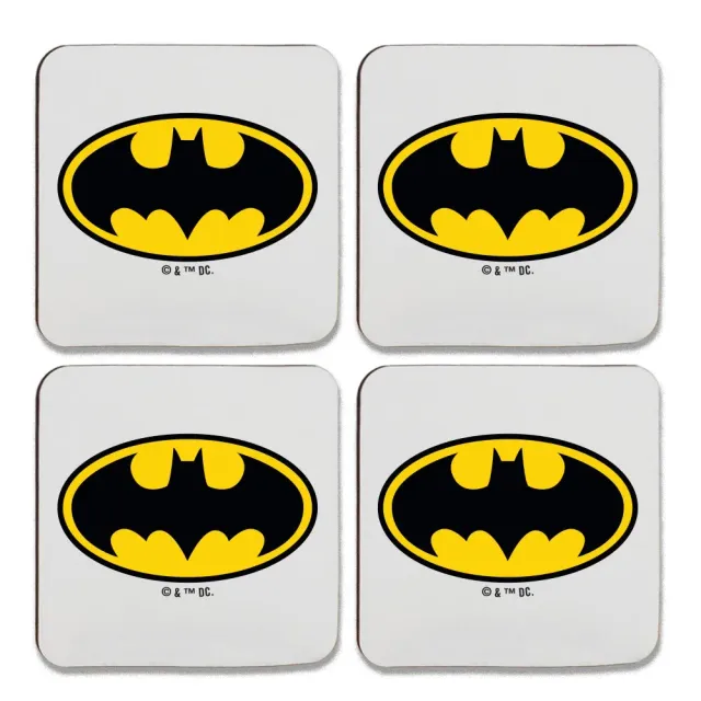 Batman Logo-glassbrikker med mahognistativ, 4 stk.