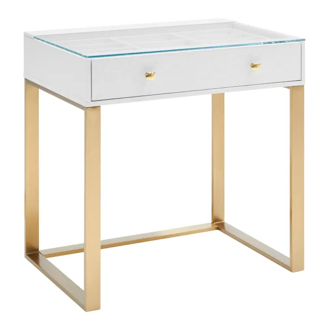Hello Kitty SlayStation Mini Vanity Table sminkebord gull med glassplate