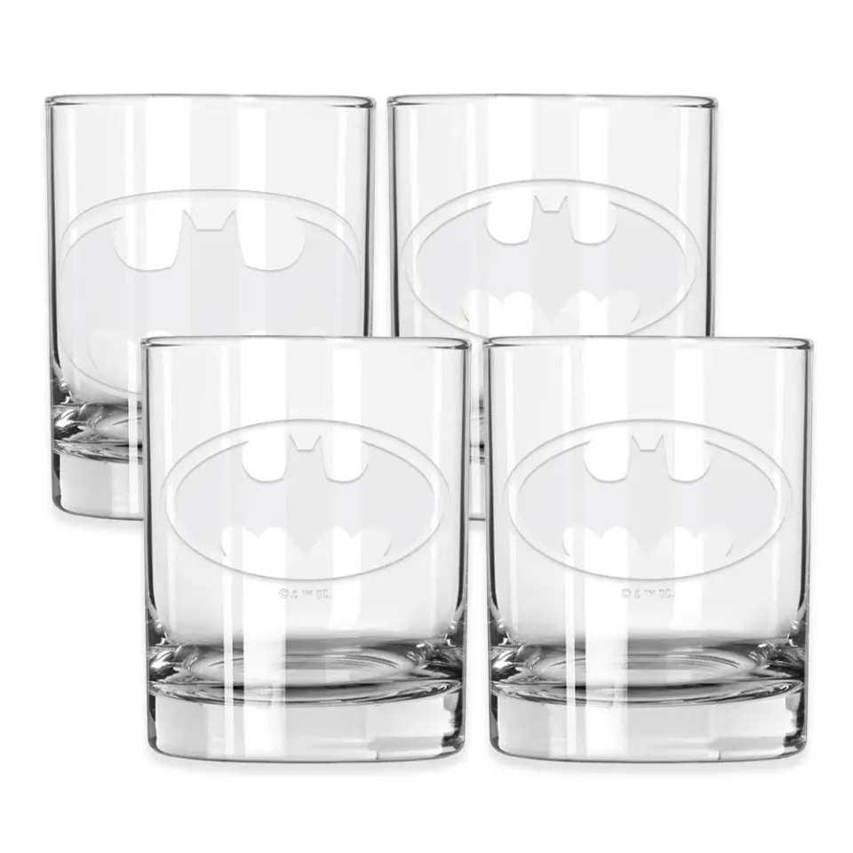 Batman Logo Engraved Rocks-glass sett 25 oz, gravert