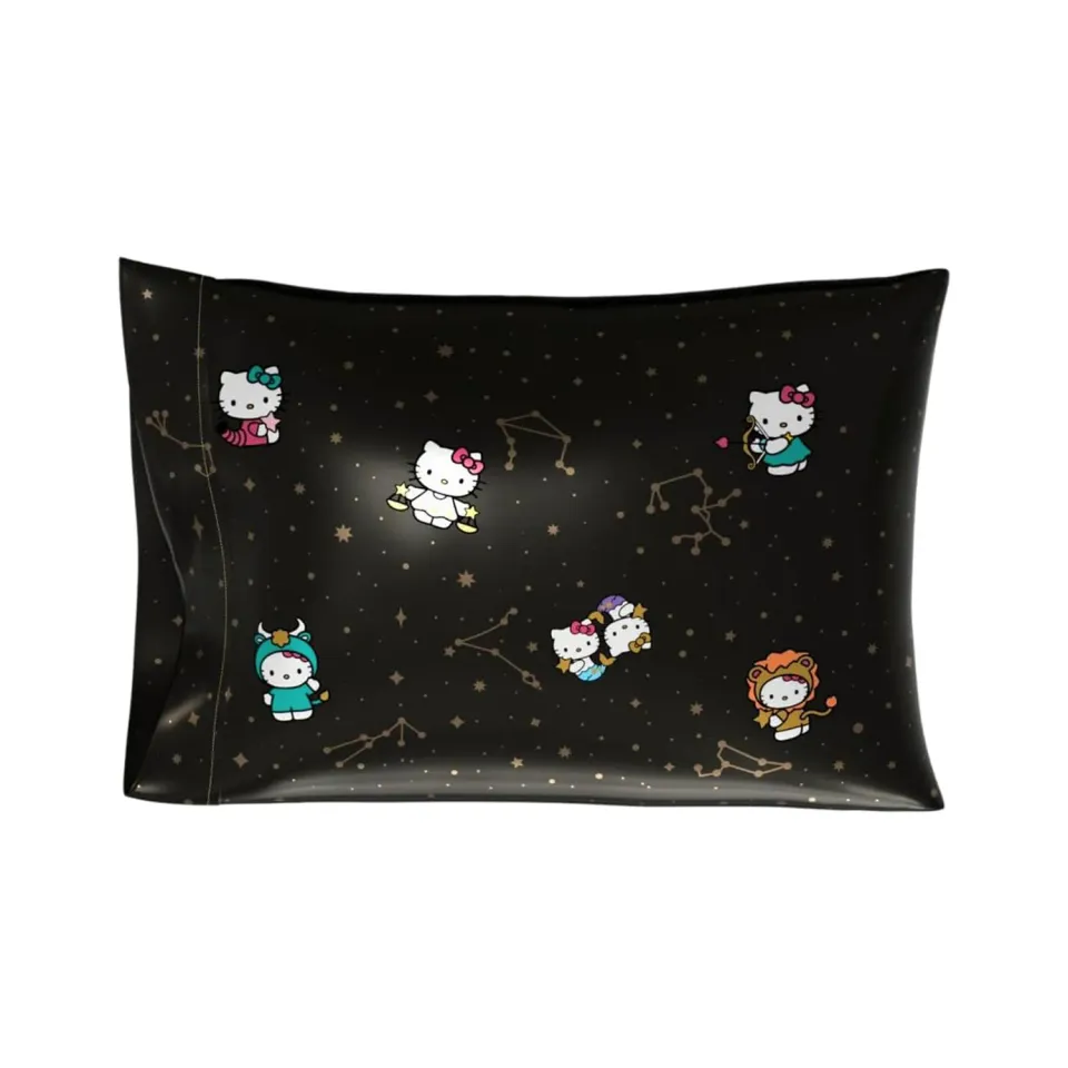 Hello Kitty Zodiac satin putetrekk standardstørrelse vendbart