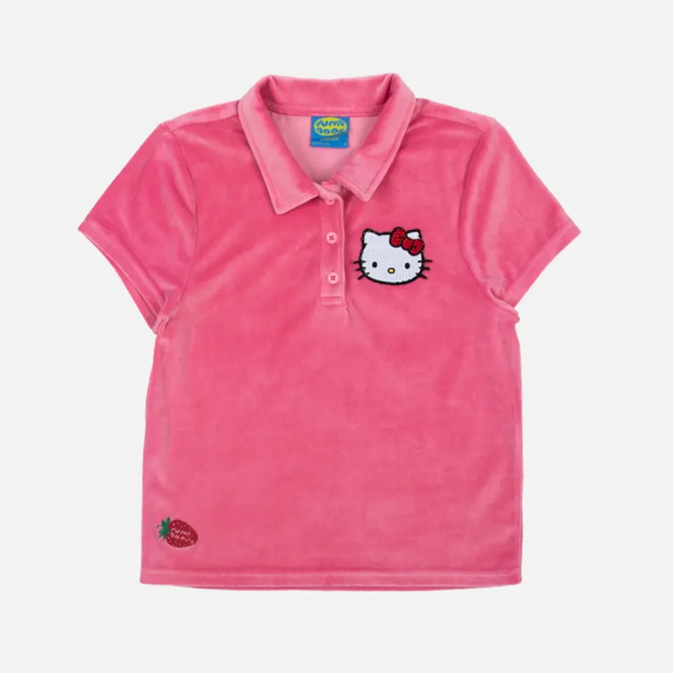 Hello Kitty x Dumbgood Velour Cropped Polo 50th Anniv. polotopp multi