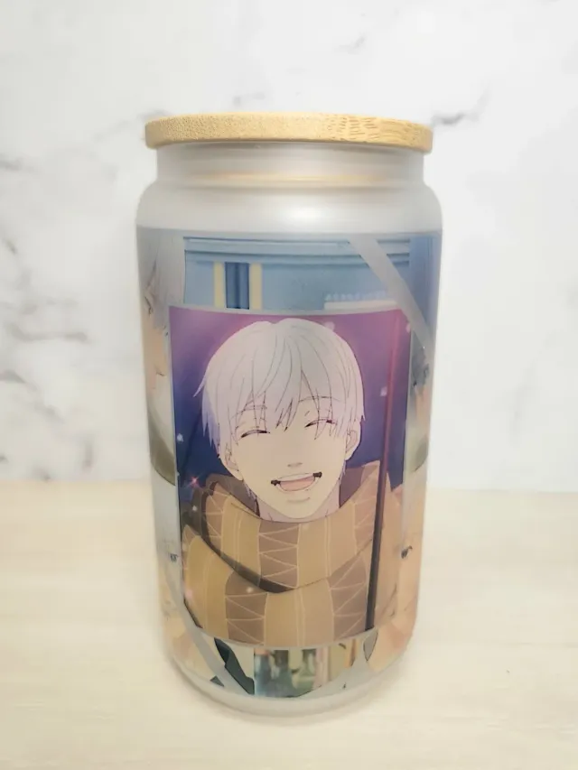 Anitaku Handsome Boyfriend 16oz glasskopp med bambuslokk