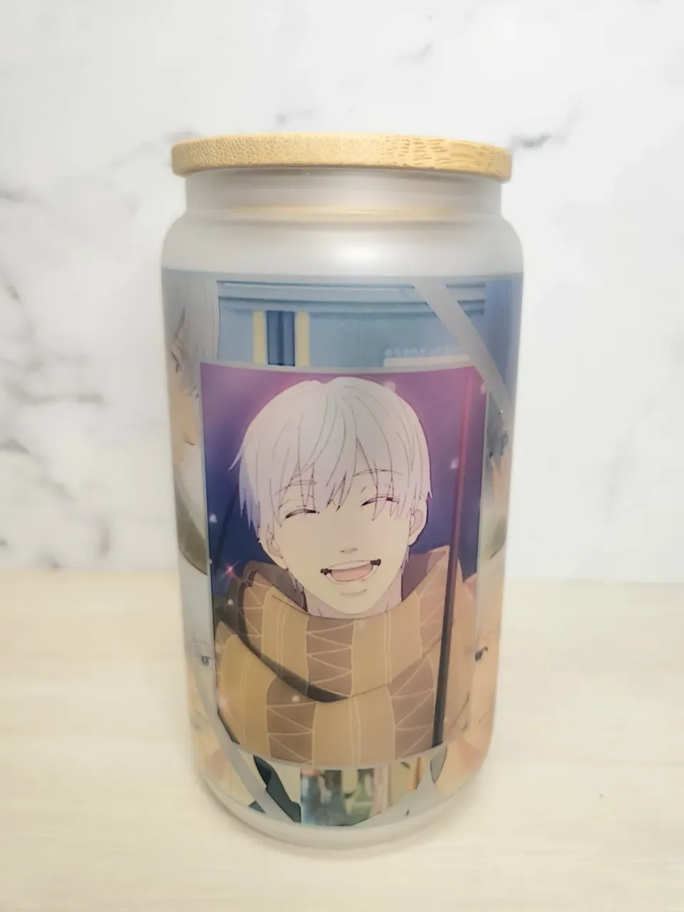 Anitaku Handsome Boyfriend 16oz glasskopp med bambuslokk