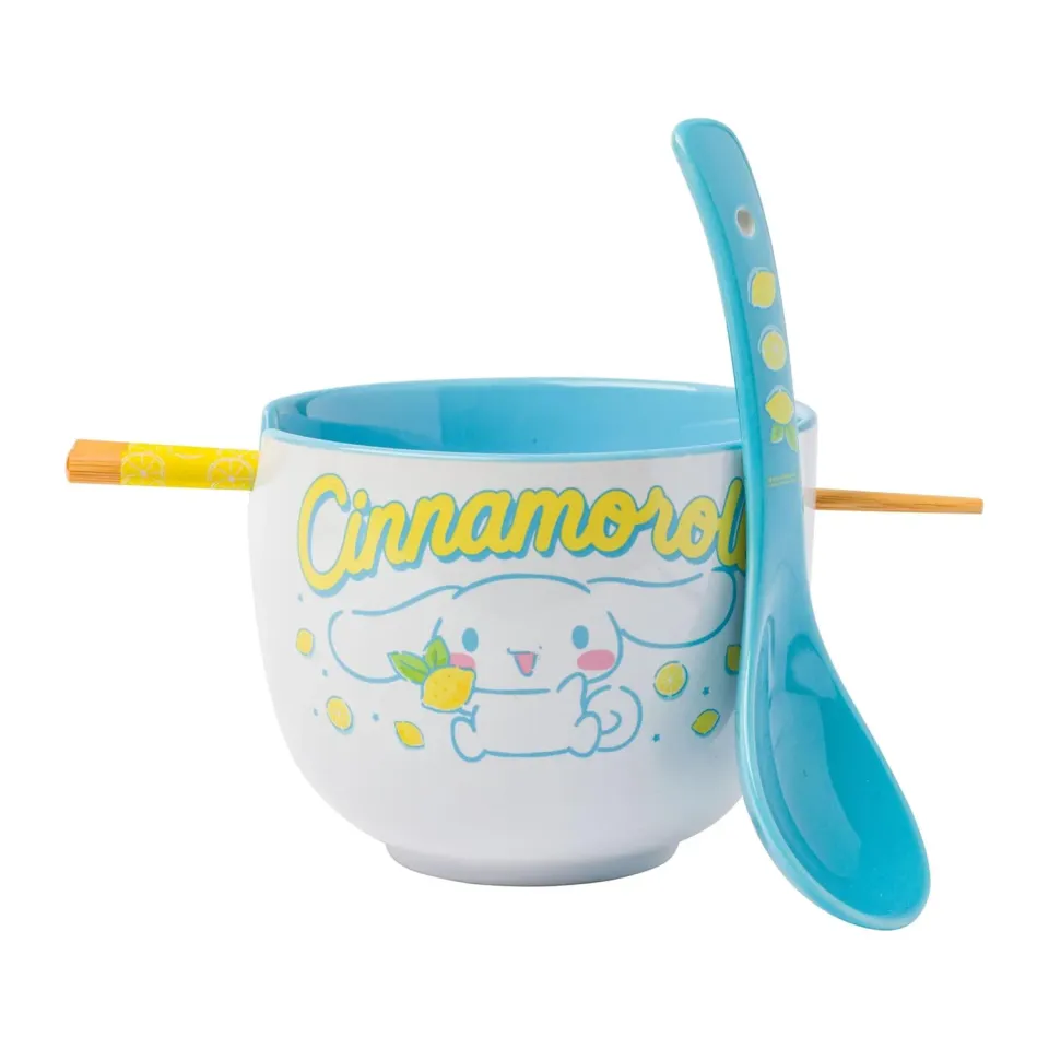 Cinnamoroll keramisk ramenbolle med spisepinner og skje sitron