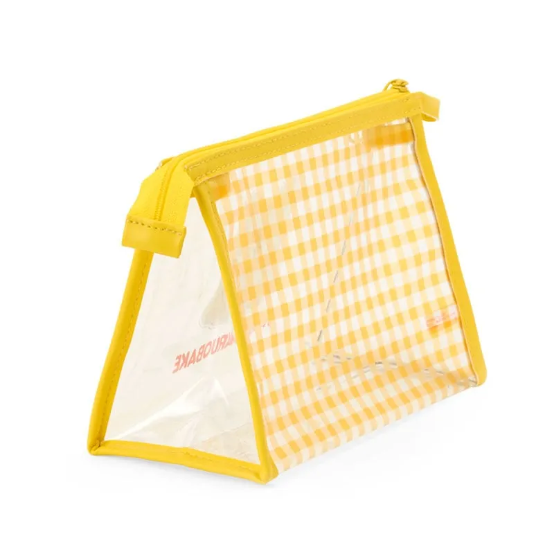 Hello Kitty Hanamaruobake Clear Gingham Zipper Pouch gjennomsiktig toalettmappe