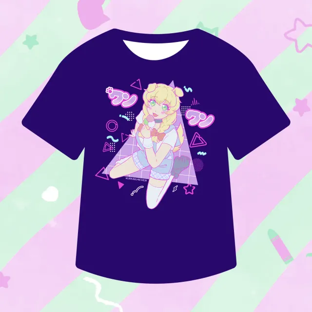 Kururu4ever Limited Dog Girl Purple Shirt skjorte M modal løs passform