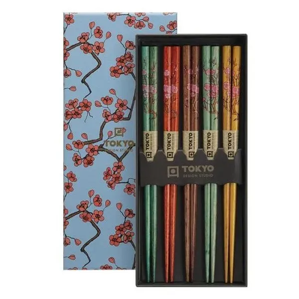 Neo Tokyo Cherry Blossoms spisepinner gavesett 5 par 22,5 cm tre
