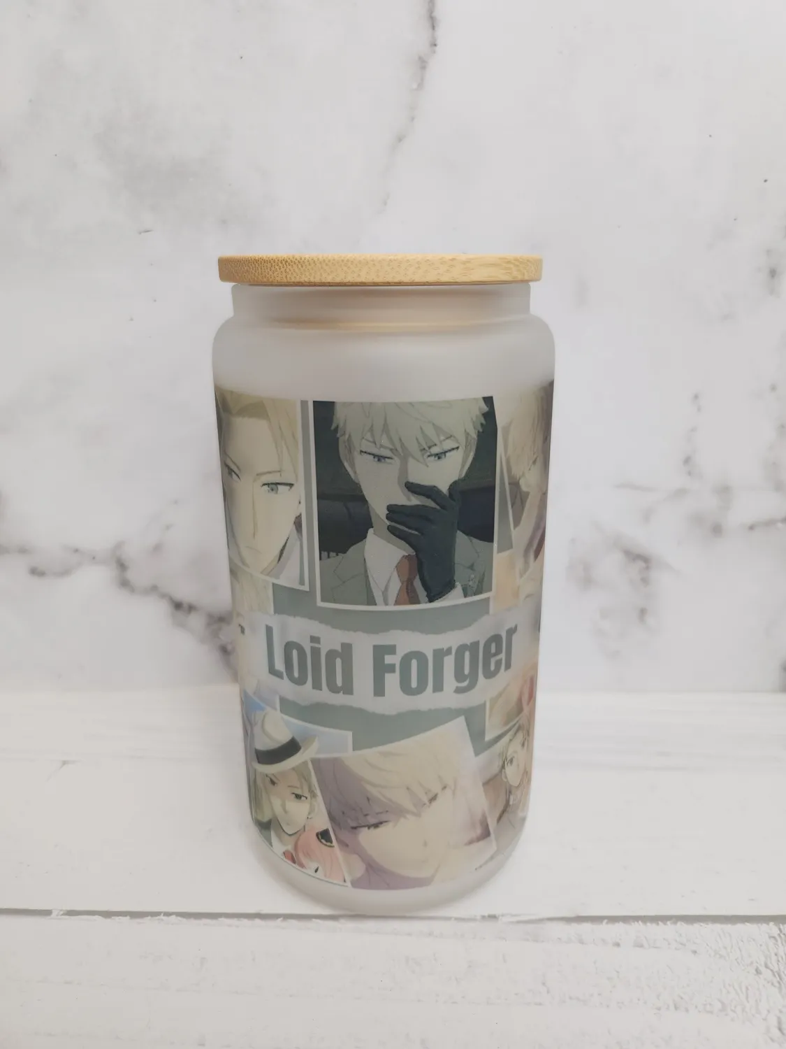Anitaku Spy Dad 16 oz glasskopp med bambuslokk