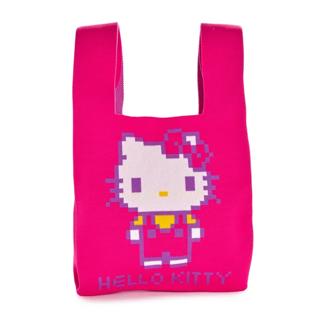 Hello Kitty Retro Pixel strikket handlenett rosa
