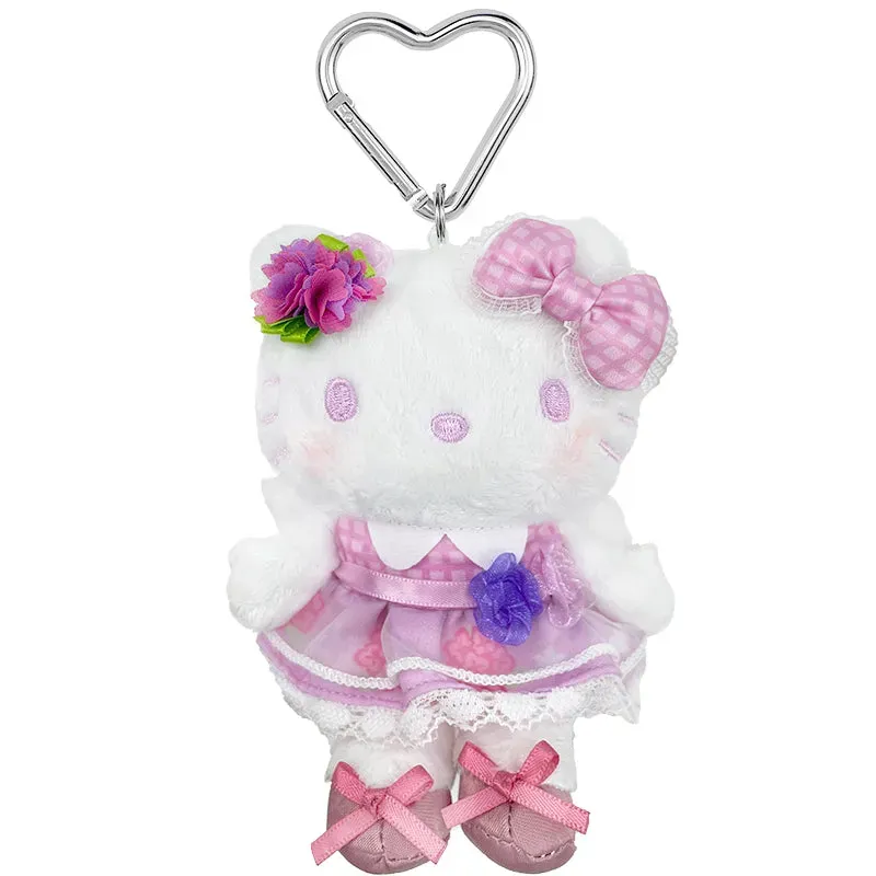 Hello Kitty 50th Anniversary Floral Series Raspberry Plush Mascot nøkkelring