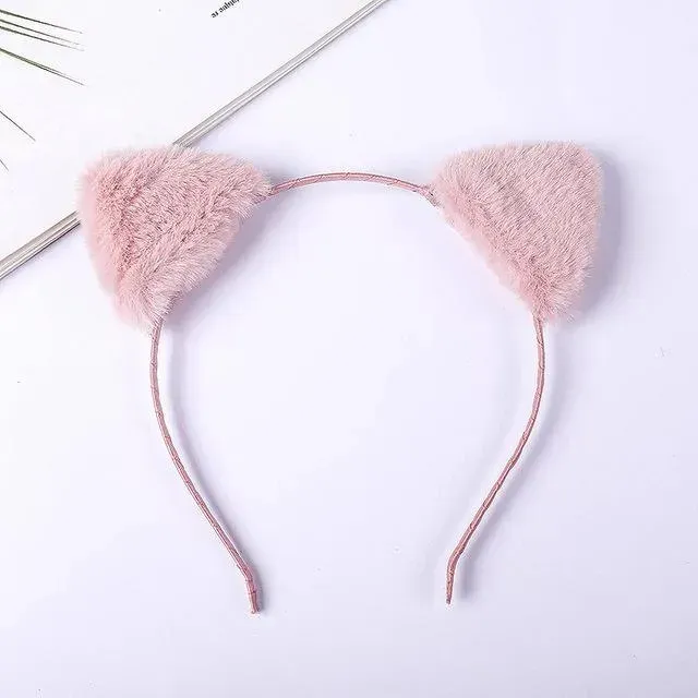 Neo Tokyo Fuzzy Cat Ears hårbøyle rosa