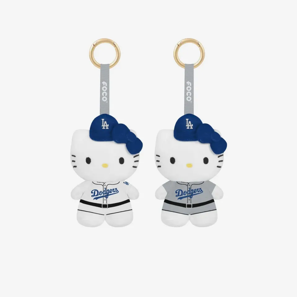 Hello Kitty x Los Angeles Dodgers 2-pc Mini Plush Mascot Keychain Set nøkkelring blå