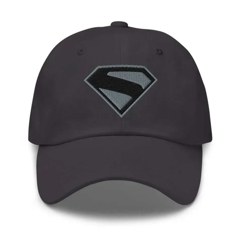 Batman Superman 2025 Hat caps svart og grå brodert S-skjold